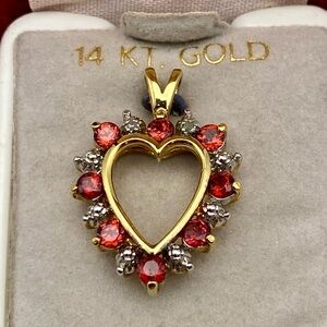 Camelot - 14K Gold Plated over 925 Sterling Open Heart Garnet Pendant